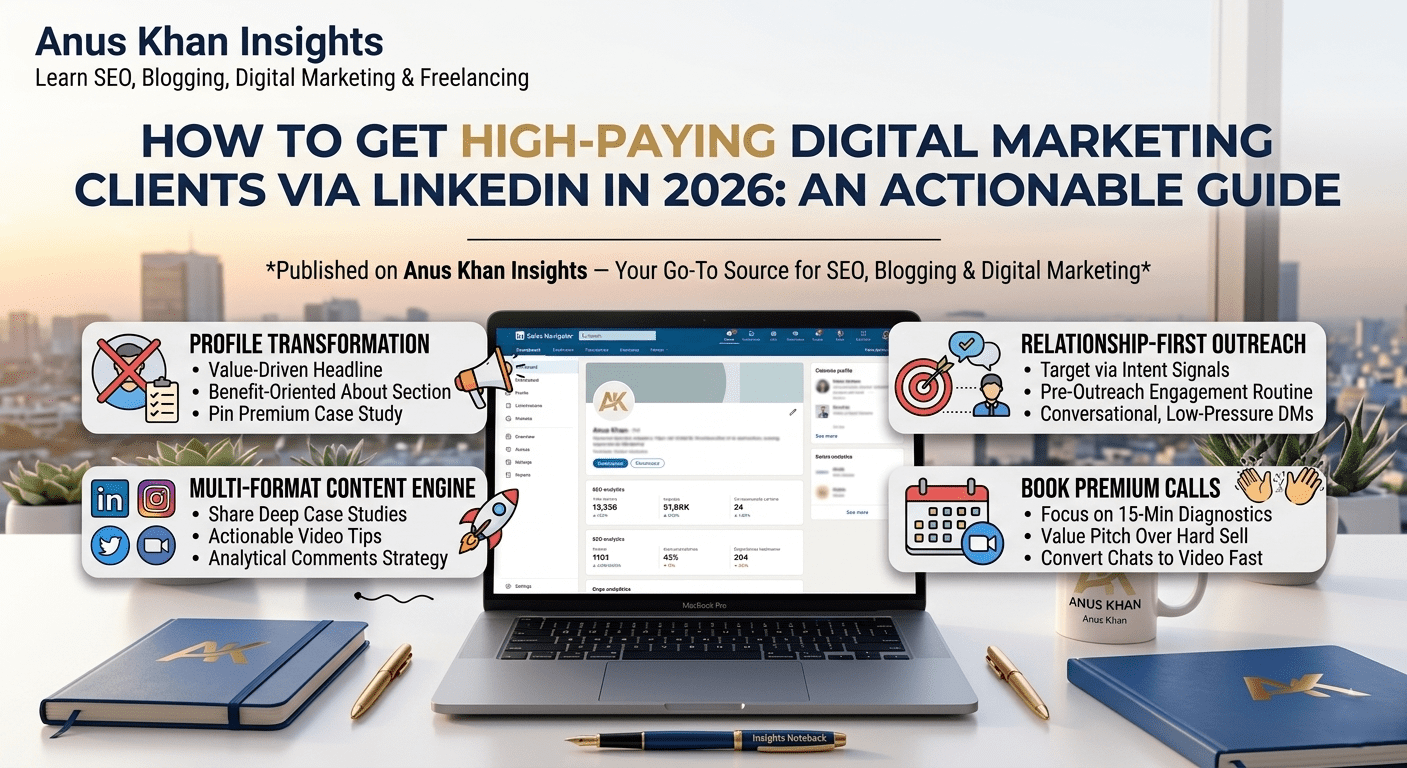 How To Get High Paying Digital Marketing Clients Via LinkedIn Strategy Guide by Anus Khan Insights